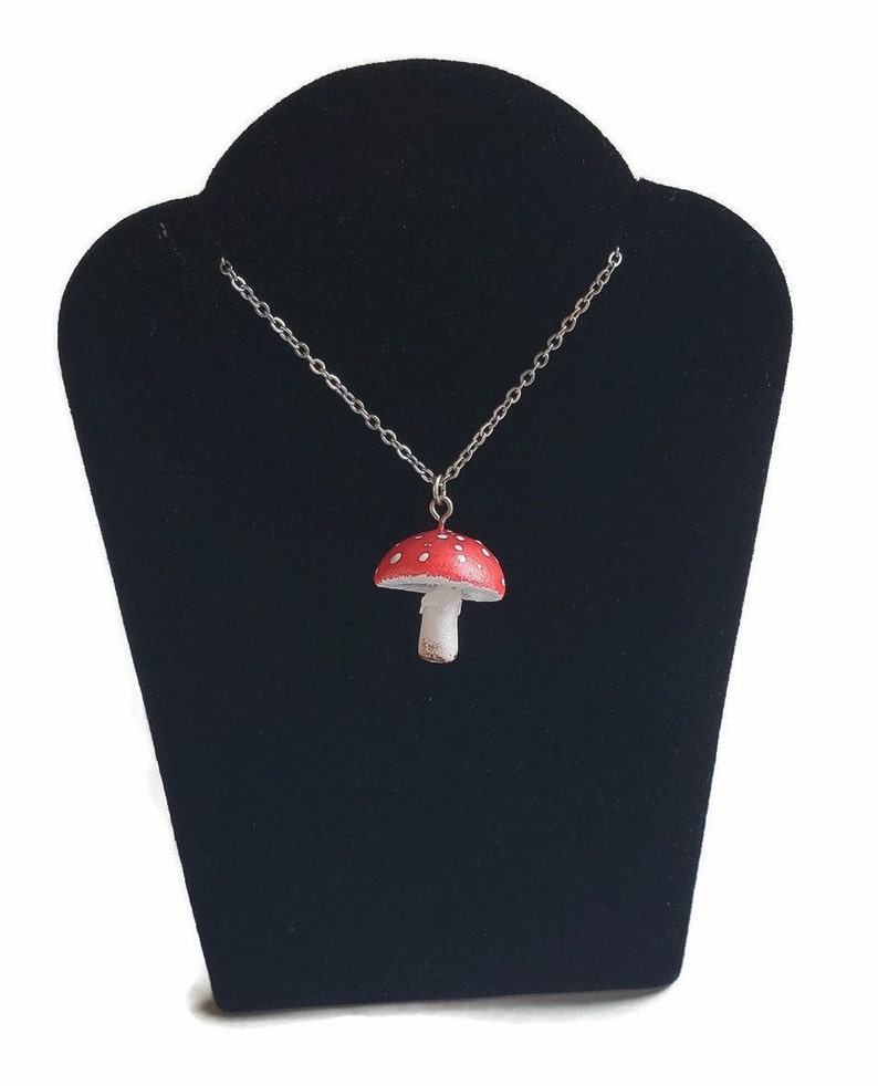 Miniature Fly Amanita mushroom charm necklace image 3