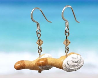 Geoduck Clam Earrings, Gooey Duck, Gooeyduck, King Clam, Pacific Northwest, Beach Jewelry, Ocean Earrings, Evergreen State, Gag Gift