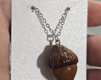 Acorn Miniature Food Charm Necklace