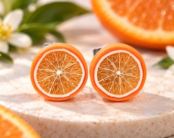Orange Citrus Slice Stud Earrings