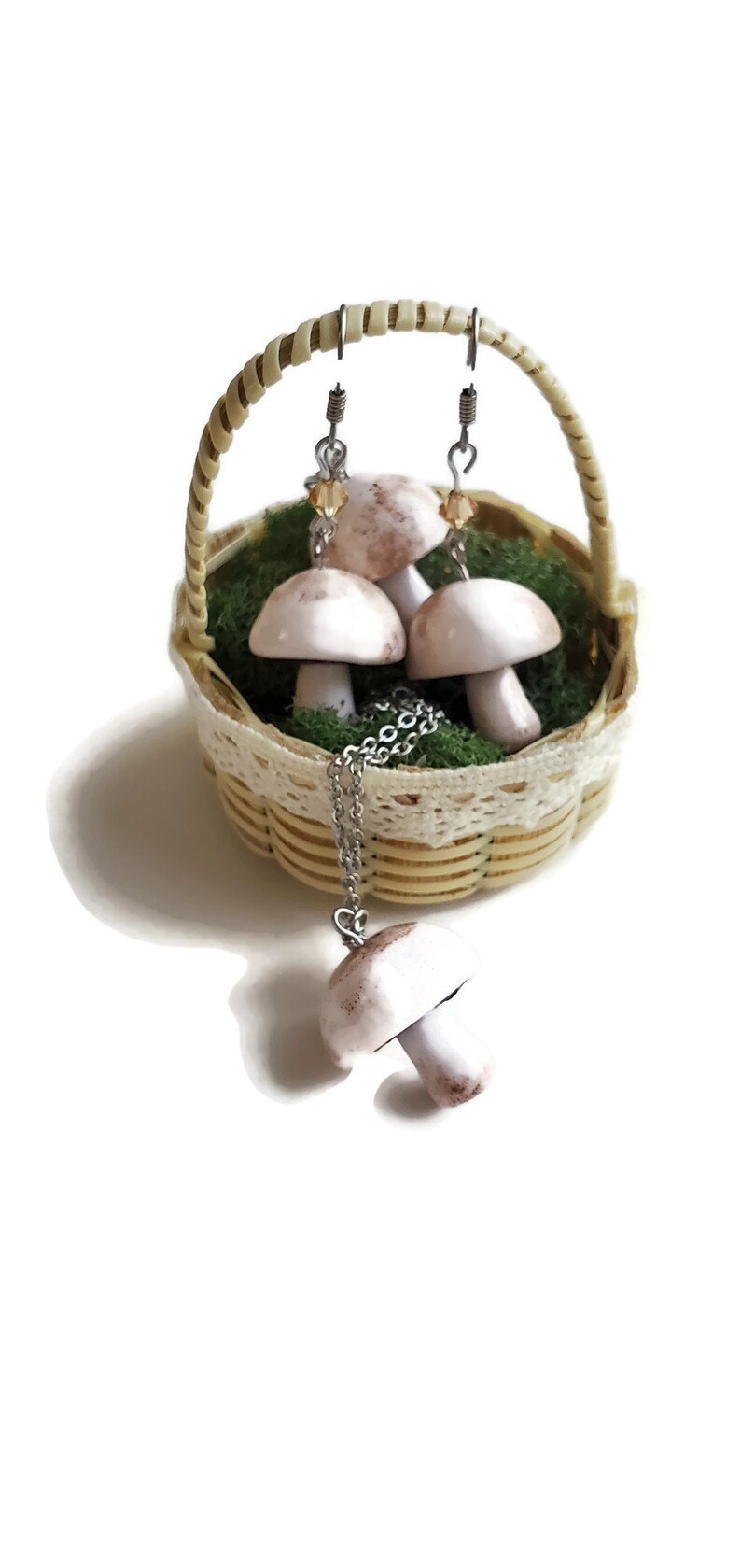 Miniature Cremini Button mushroom earrings image 5