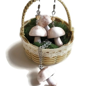 Miniature cremini button mushroom charm necklace image 3