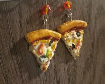 Veggie Pizza Miniature Food Charm Earrings