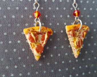 Pepperoni Pizza Miniature Junk Food Earrings