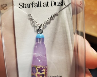 Purple Ramune Soda Pop Miniature Food Charm Necklace