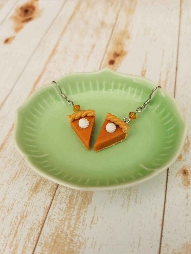 Pumpkin Pie Whipped Cream Miniature Food Earrings image 1