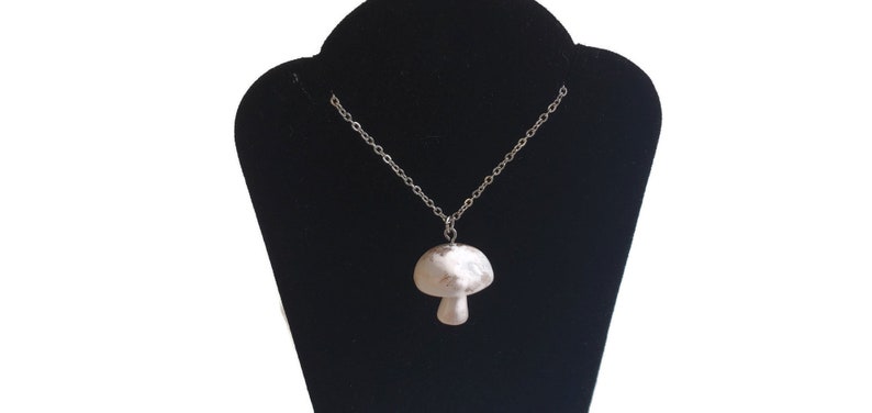 Miniature cremini button mushroom charm necklace image 1