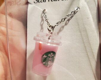 Iced Strawberry Milk Pink Drink Charm necklace