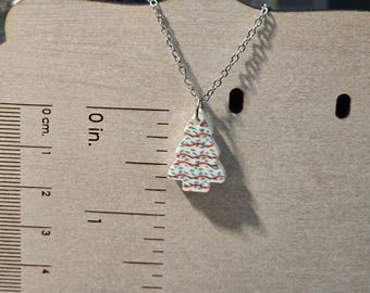 White Christmas Tree Miniature Food Charm Necklace