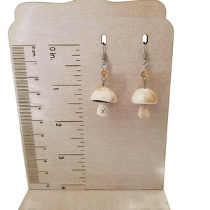 Miniature Cremini Button mushroom earrings image 3