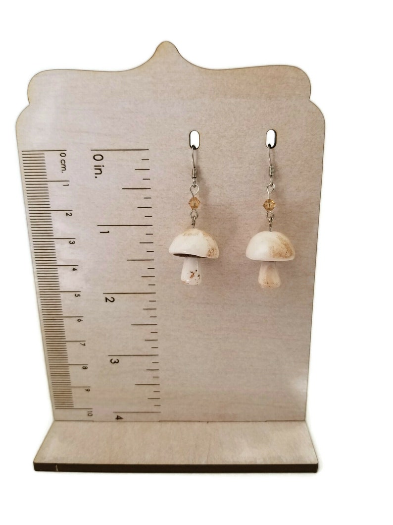 Miniature Cremini Button mushroom earrings image 3