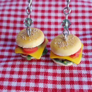Cheeseburger Earrings Miniature Food Charm