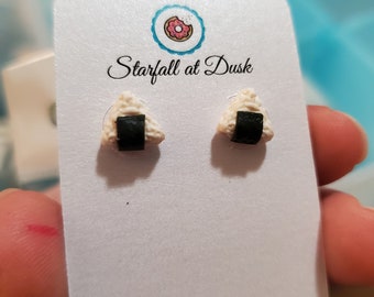 Onigiri Miniature Food Charm Stud Earrings