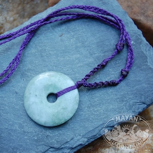 LIGHT Green Mint // GuATEMALAN Jadeite Jade // RUSTIC DONUT // Macrame Necklace // Mayan Mountain