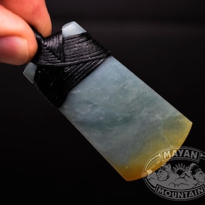 ADZE CELT ToKI // GuATEMALAN Jadeite Jade // Cloudy Mottled Blue // Guatemala // Woven Necklace // Mayan Mountain