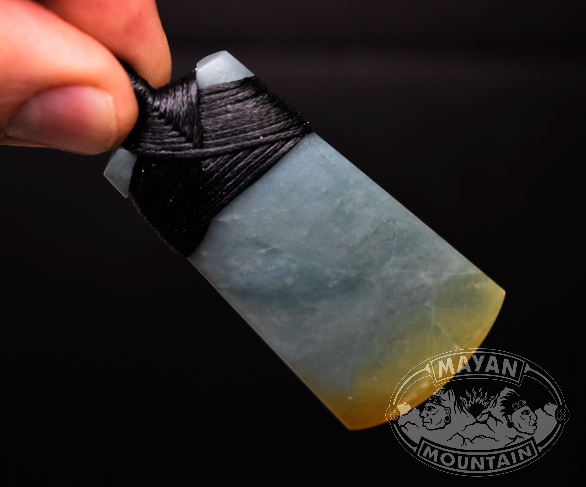 ADZE CELT ToKI // GuATEMALAN Jadeite Jade // Cloudy Mottled Blue // Guatemala // Woven Necklace // Mayan Mountain