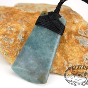 ADZE CELT ToKI // GuATEMALAN Jadeite Jade // Mottled Cloudy Blue// Guatemala // Woven Necklace // Mayan Mountain
