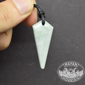 Triangular Mint Jade Pendant //  Light Green // Guatemalan Jadeite Jade // Simple Adjustable Necklace // Mayan Mountain
