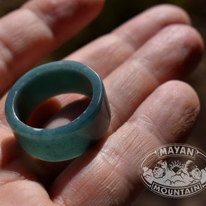 FULL JADE BAND // Super Translucent Guatemalan Blue Jadeite Jade // Thick Jade Ring // Size 13