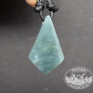 Triangular Faceted Jade Pendant //  &quot;Princessa&quot; Blue // Guatemalan Jadeite Jade // Simple Adjustable Necklace // Mayan Mountain