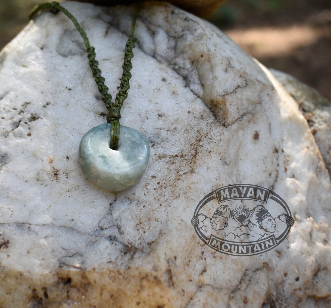 MAYA REPLICA ARTIFACT // Ancient Looking Jadeite Jade Bead // Macrame