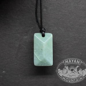 Rectangular Faceted Jade Pendant //  Princessa &quot;Blue&quot; // Guatemalan Jadeite Jade // Simple Adjustable Necklace // Mayan Mountain