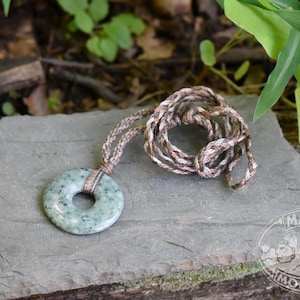 LARGE DONUT // Mint Green Jadeite Jade // Macrame Necklace // Guatemalan Guatemala // Mayan Mountain