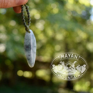 FREE FORM Pendant // Speckled Mint Green Jadeite Jade // Macrame Necklace // Guatemalan Guatemala // Mayan Mountain