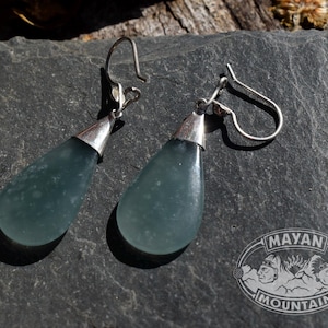 ICY TRANSLUCENT BLUE  // Stunning Translucency // Fine Guatemalan Jade // Silver EARRINGs // Jadeite Jade // Mayan Mountain