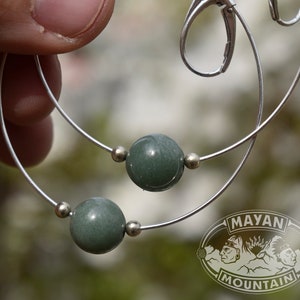 NEUES DESIGN! // Creolen mit APPLE Jadeit Perlen Feine guatemaltekische Jade // Silber Ohrringe // Made in U.S.A.