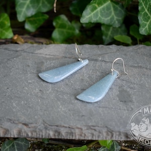 LIGHT CELESTIAL BLUE Earrings // Thin Jadeite Jade // Made in U.S.A. // Guatemalan Guatemala // Super Translucent // Mayan Mountain