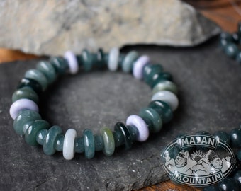 NEW STYLE! //Mini Donuts & Round Jadeite Jade Beads // Guatemalan Guatemala // Unisex Bracelet //  7 inch