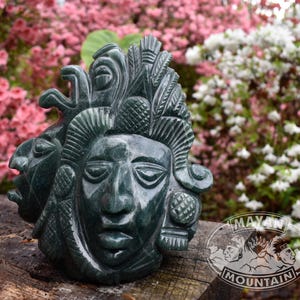 HANDMADE JAGUAR WARRIOR // Guatemalan Jadeite Jade // Skull // Mint Green // Handmade Pendant Carving // Mayan Mountain