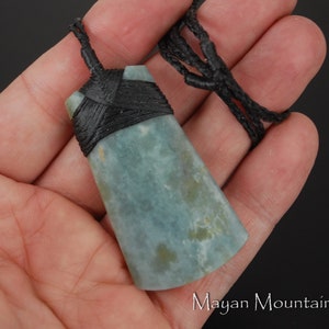ADZE CELT ToKI // GuATEMALAN Jadeite Jade // Blue with ORANGE Champagne Streak // Guatemala // Woven Necklace // Mayan Mountain