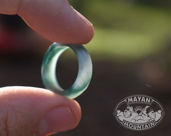 FULL JADE BAND // Super Translucent Guatemalan Blue Jadeite Jade // Thin Jade Ring // Size 5