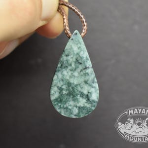 Jaguar Teardrop Jade Pendant //  Green // Guatemalan Jadeite Jade // Simple Adjustable Necklace // Mayan Mountain