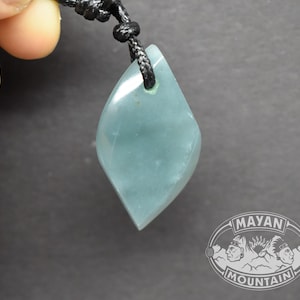Faceted Leaf Jade Pendant //  Light Blue Green // Guatemalan Jadeite Jade // Simple Adjustable Necklace // Mayan Mountain