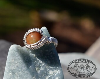 MESA RED JADE // Super Translucent Guatemalan Jadeite Jade // Fine Silver // Wire Wrap Ring // Size 6