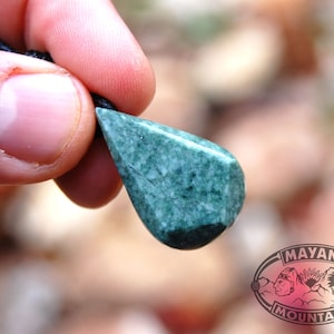 Small Faceted Teardrop // LIGHT GREEN JAGUAR // Guatemalan Jadeite Jade // Simple Adjustable Necklace // Mayan Mountain