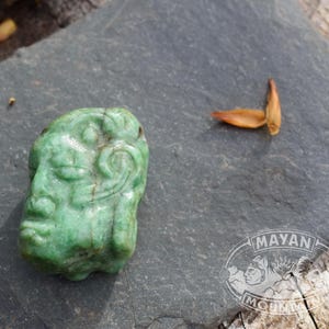 MAYAN ARTIFACT REPLICA // Maya Face from Imperial Green // Guatemalan Jadeite Jade // Maya Necklace