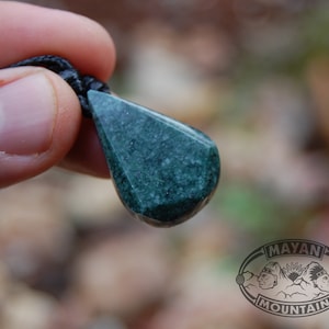 Small Faceted Teardrop // Medium DARK GREEN JAGUAR // Guatemalan Jadeite Jade // Simple Adjustable Necklace // Mayan Mountain