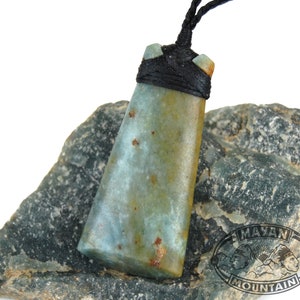 ADZE CELT ToKI // GuATEMALAN Jadeite Jade // Blue with Crazy Red Orange Spots!  // Guatemala // Woven Necklace // Mayan Mountain