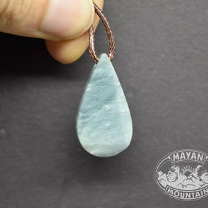 Faceted Teardrop Jade Pendant //  &quot;Princessa&quot; Blue // Guatemalan Jadeite Jade // Simple Adjustable Necklace // Mayan Mountain