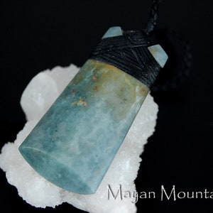 ADZE CELT ToKI // GuATEMALAN Jadeite Jade // Blue with ORANGE Champagne // Guatemala // Woven Necklace // Mayan Mountain