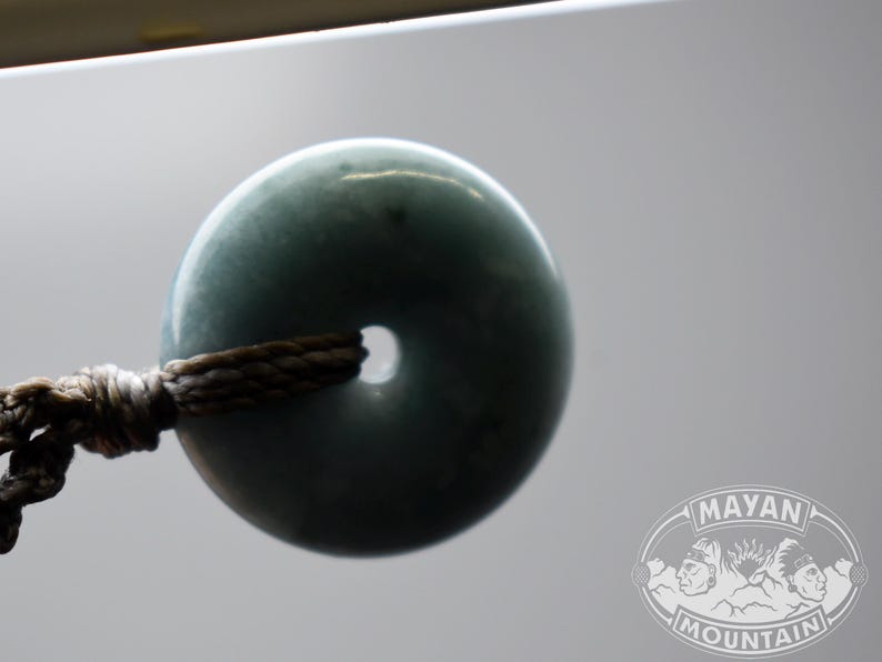 Light BLUE DONUT // Macrame Necklace // Guatemalan Guatemala Jadeite