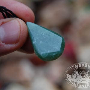 Small Faceted Teardrop // LEMON PRINCESA // VERDE Limon Guatemalan Jadeite Jade // Simple Adjustable Necklace // Mayan Mountain