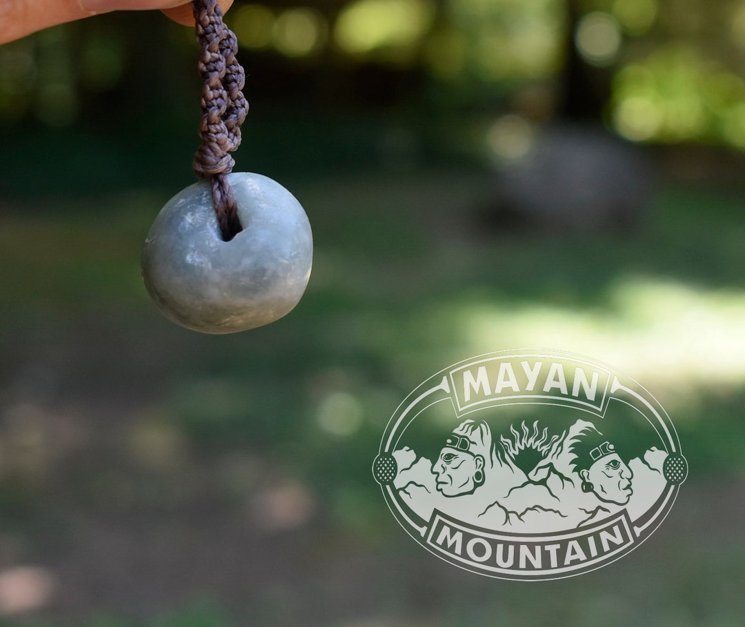 MAYA REPLICA ARTIFACT // Ancient Looking Jadeite Jade Bead // Macrame