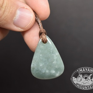 Teardrop Jade Pendant //  &quot;Princessa&quot; Blue // Guatemalan Jadeite Jade // Simple Adjustable Necklace // Mayan Mountain