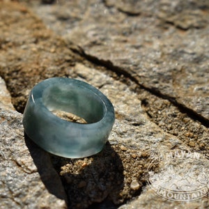 FULL JADE BAND // Super Translucent Guatemalan Blue Jadeite Jade // Thick Jade Ring // Size 8