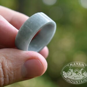Thick Band Light blue/green //  Guatemalan Jadeite Jade // Full Band Jade Ring // Size 13